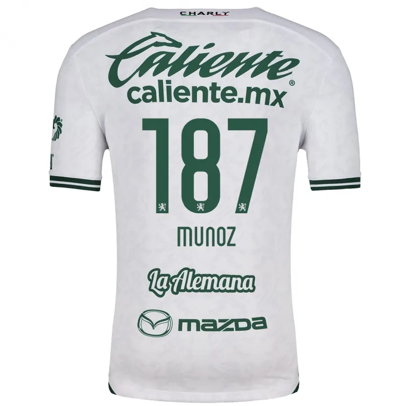 Danxen Homme Maillot Diego Muñoz #187 Blanc Vert Tenues Extérieur 2024/25 T-Shirt