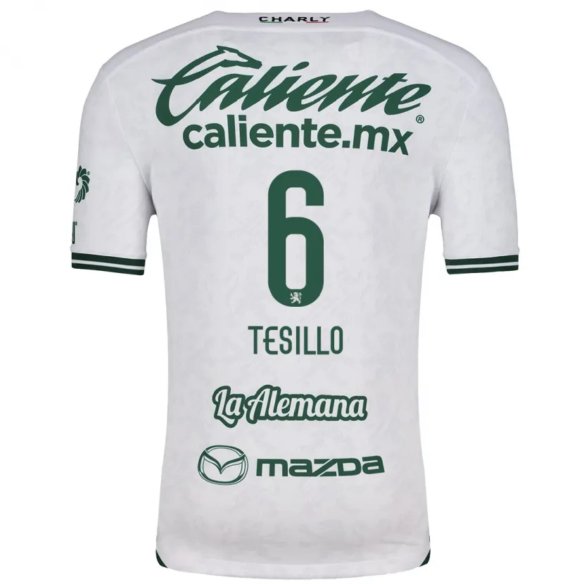 Danxen Homme Maillot William Tesillo #6 Blanc Vert Tenues Extérieur 2024/25 T-Shirt