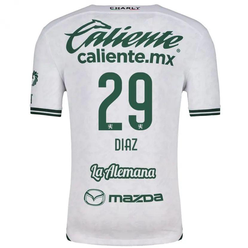 Danxen Homme Maillot Kenia Díaz #29 Blanc Vert Tenues Extérieur 2024/25 T-Shirt