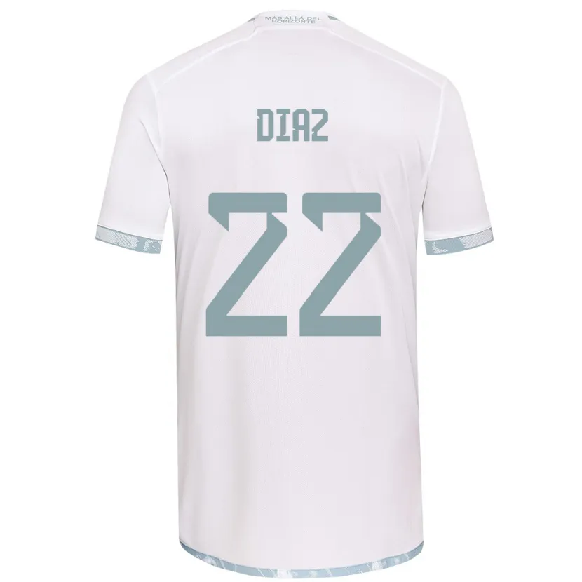 Danxen Homme Maillot Valentina Díaz #22 Blanc Gris Tenues Extérieur 2024/25 T-Shirt