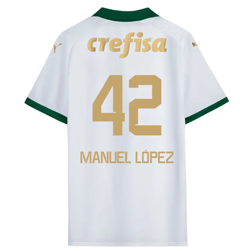 Danxen Homme Maillot José Manuel López #42 Blanc Vert Tenues Extérieur 2024/25 T-Shirt