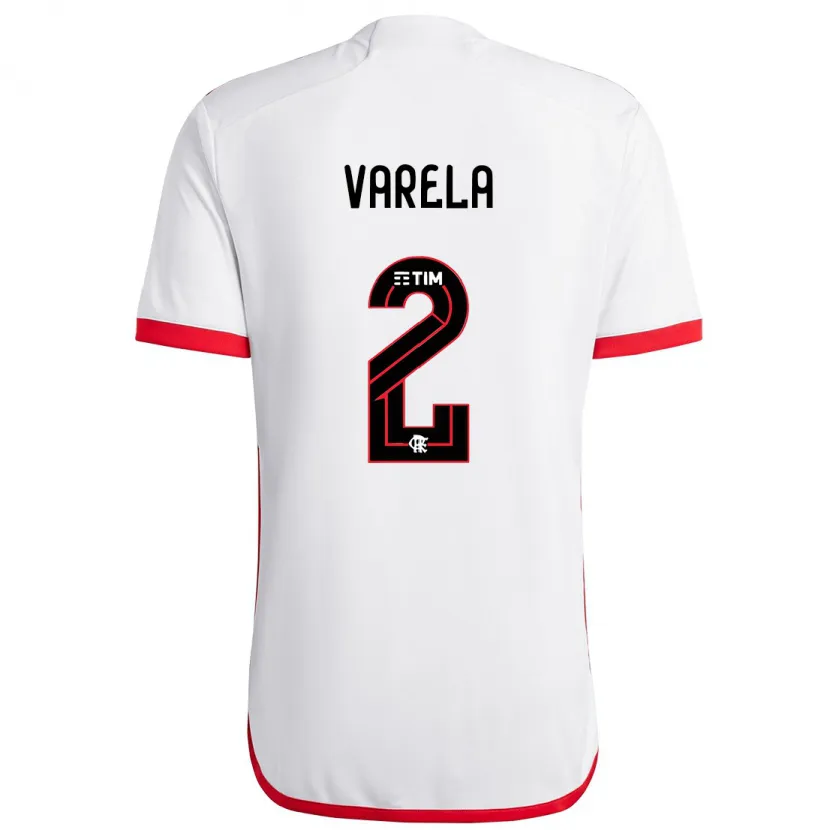 Danxen Homme Maillot Guillermo Varela #2 Blanc Rouge Tenues Extérieur 2024/25 T-Shirt