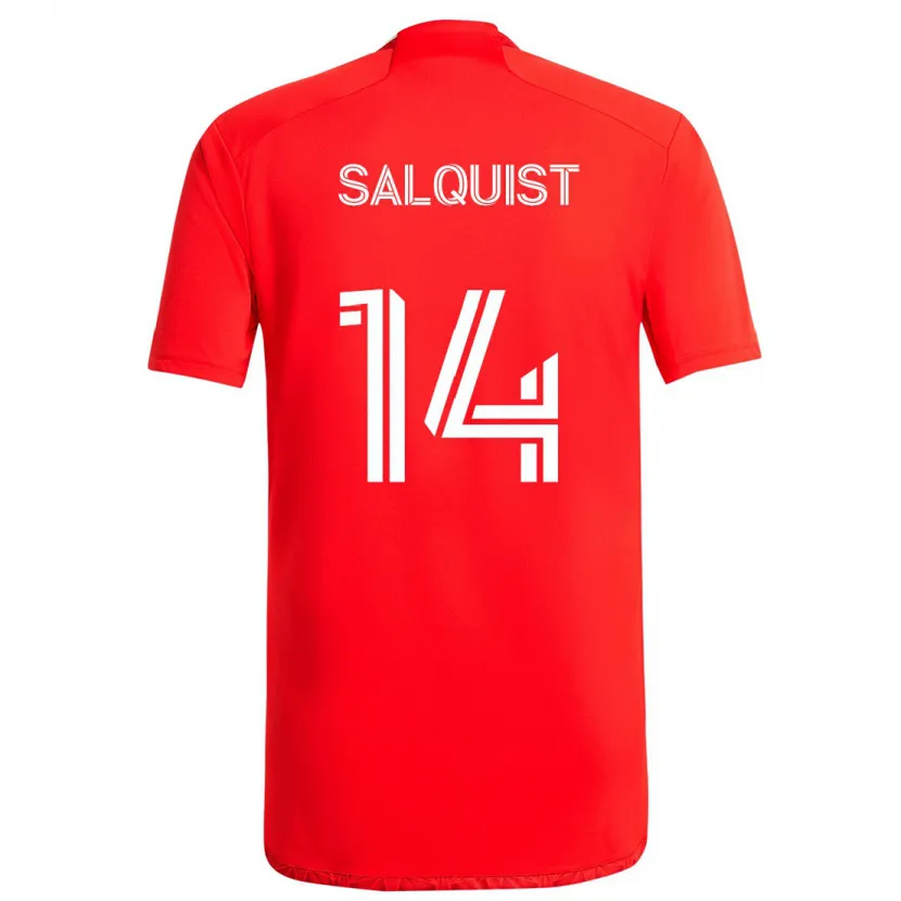 Danxen Femme Maillot Tobias Salquist #14 Rouge Blanc Tenues Domicile 2024/25 T-Shirt