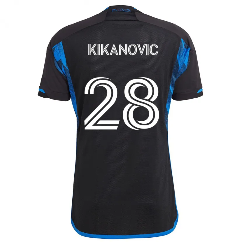 Danxen Femme Maillot Benjamin Kikanović #28 Bleu Noir Tenues Domicile 2024/25 T-Shirt