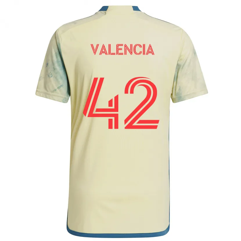 Danxen Femme Maillot Omar Valencia #42 Jaune Rouge Bleu Tenues Domicile 2024/25 T-Shirt