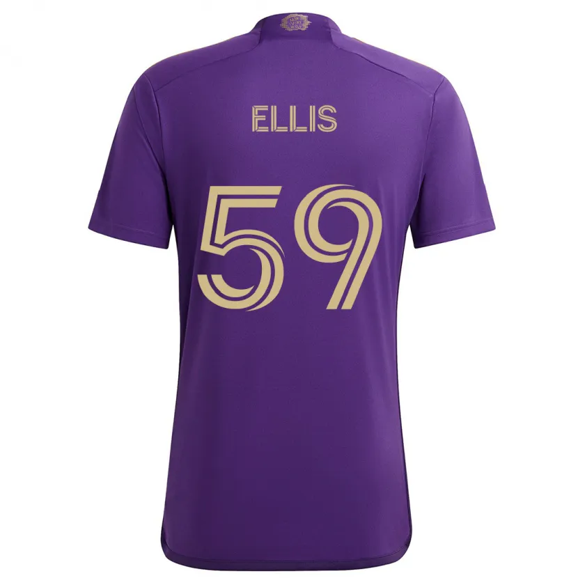 Danxen Femme Maillot Justin Ellis #59 Violet Jaune Tenues Domicile 2024/25 T-Shirt