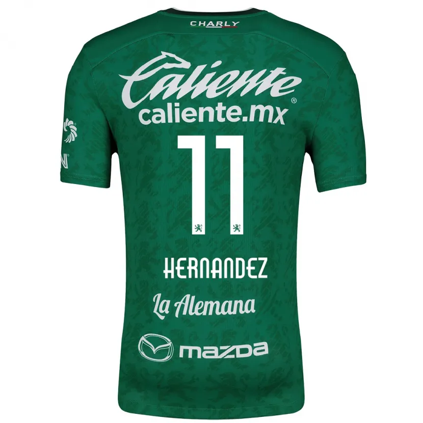 Danxen Femme Maillot Elías Hernández #11 Vert Blanc Tenues Domicile 2024/25 T-Shirt