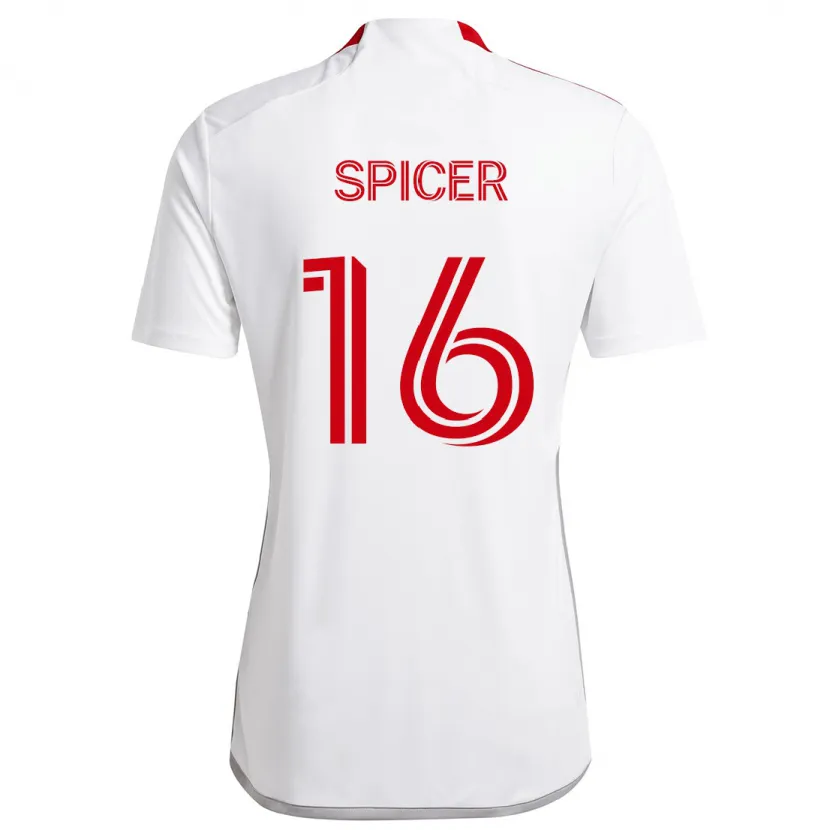 Danxen Femme Maillot Tyrese Spicer #16 Blanc Rouge Tenues Extérieur 2024/25 T-Shirt