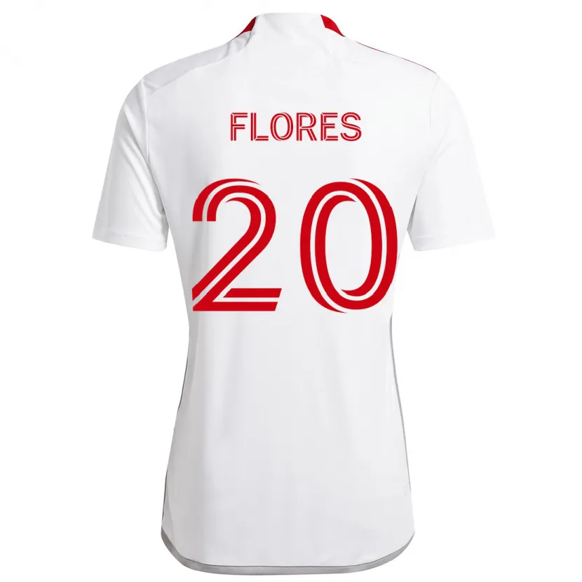 Danxen Femme Maillot Deybi Flores #20 Blanc Rouge Tenues Extérieur 2024/25 T-Shirt