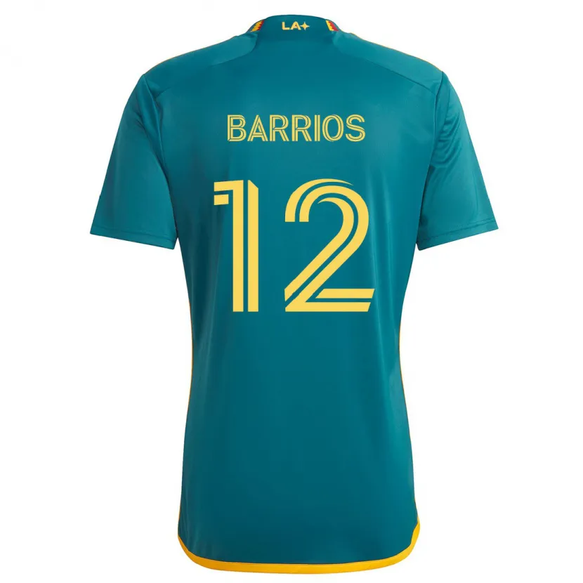 Danxen Femme Maillot Michael Barrios #12 Vert Jaune Tenues Extérieur 2024/25 T-Shirt