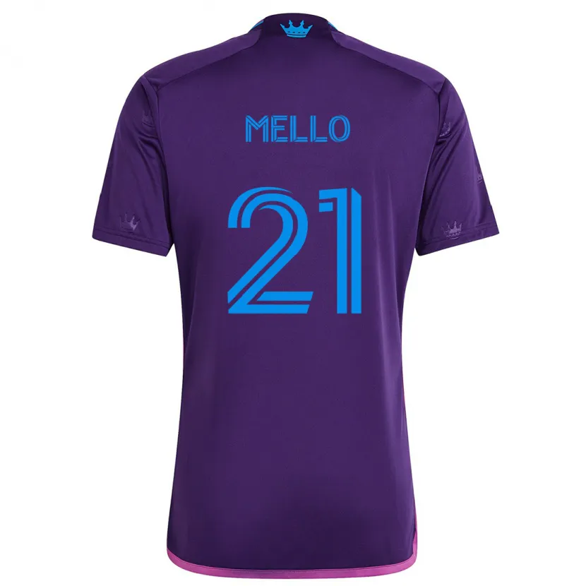 Danxen Femme Maillot Vinicius Mello #21 Bleu Violet Tenues Extérieur 2024/25 T-Shirt