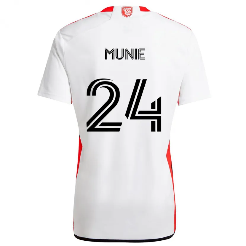 Danxen Femme Maillot Daniel Munie #24 Blanc Rouge Tenues Extérieur 2024/25 T-Shirt