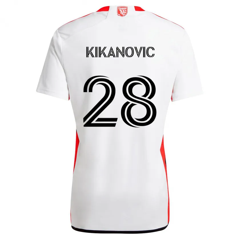 Danxen Femme Maillot Benjamin Kikanović #28 Blanc Rouge Tenues Extérieur 2024/25 T-Shirt