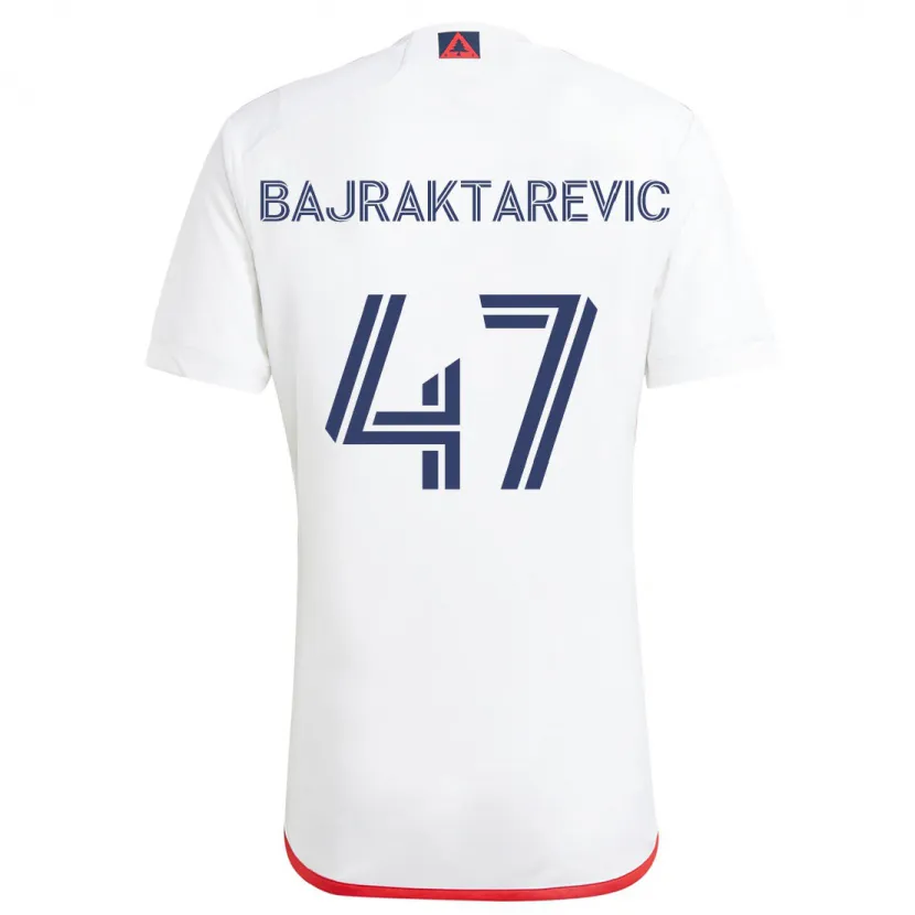 Danxen Femme Maillot Esmir Bajraktarević #47 Blanc Rouge Tenues Extérieur 2024/25 T-Shirt