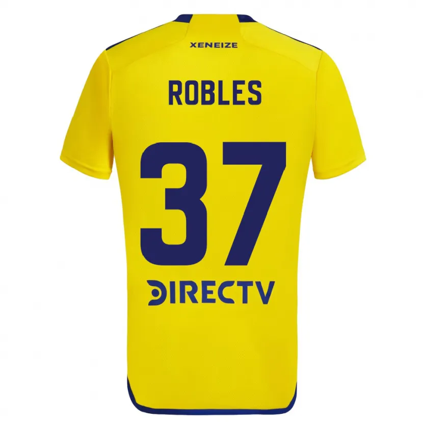 Danxen Femme Maillot Sebastián Díaz Robles #37 Jaune Bleu Tenues Extérieur 2024/25 T-Shirt