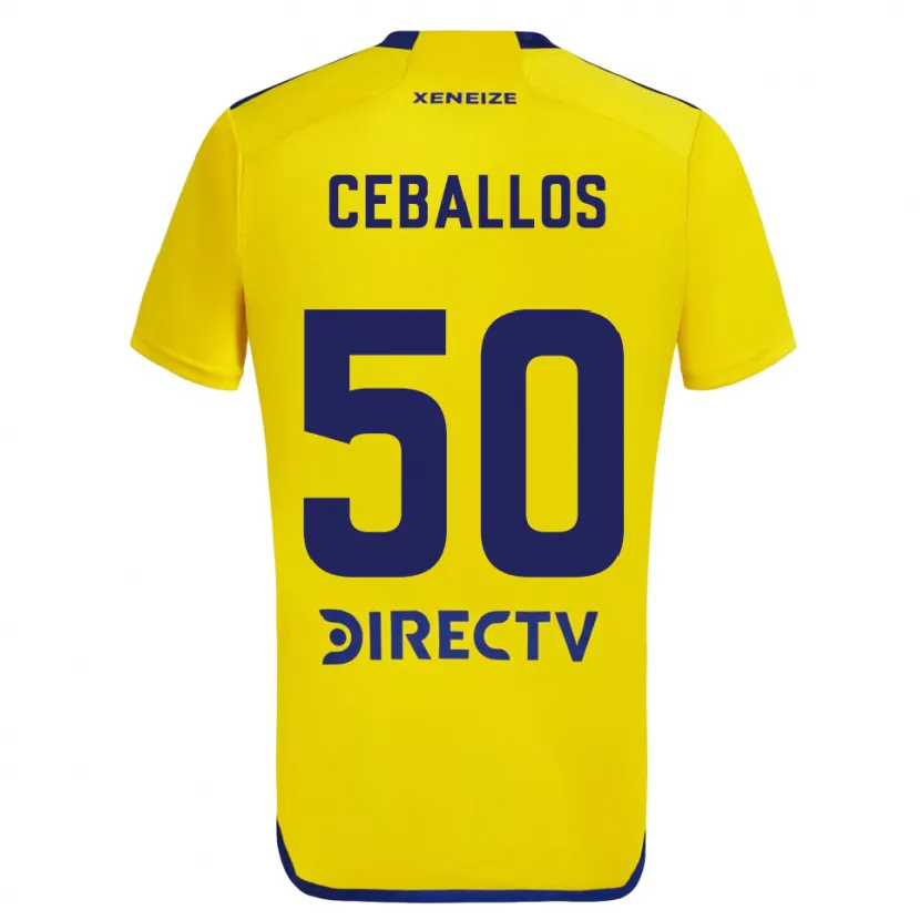 Danxen Femme Maillot Julián Ceballos #50 Jaune Bleu Tenues Extérieur 2024/25 T-Shirt