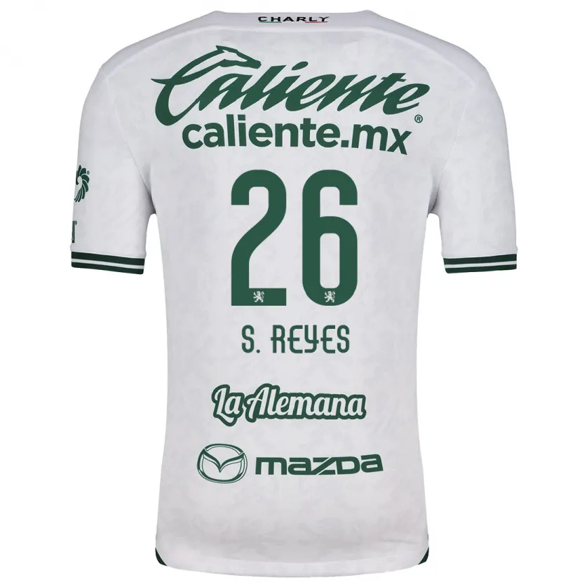 Danxen Femme Maillot Salvador Reyes #26 Blanc Vert Tenues Extérieur 2024/25 T-Shirt