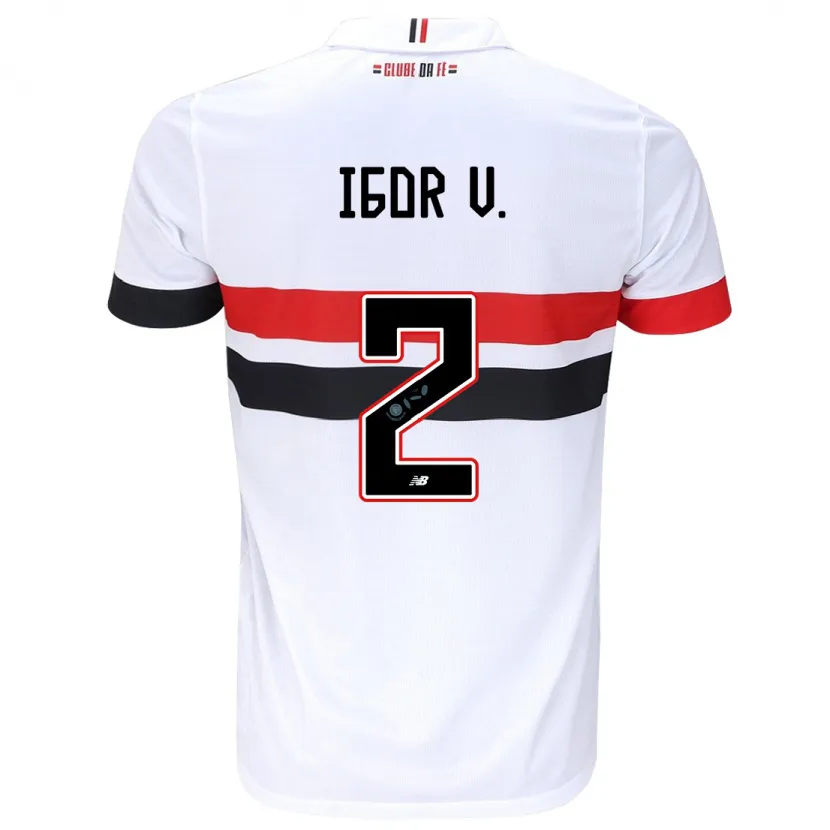 Danxen Enfant Maillot Igor Vinícius #2 Blanc Rouge Noir Tenues Domicile 2024/25 T-Shirt