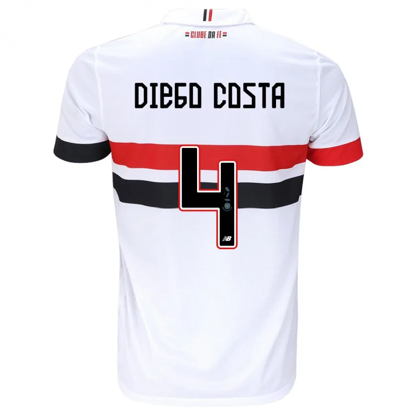 Danxen Enfant Maillot Diego Costa #4 Blanc Rouge Noir Tenues Domicile 2024/25 T-Shirt