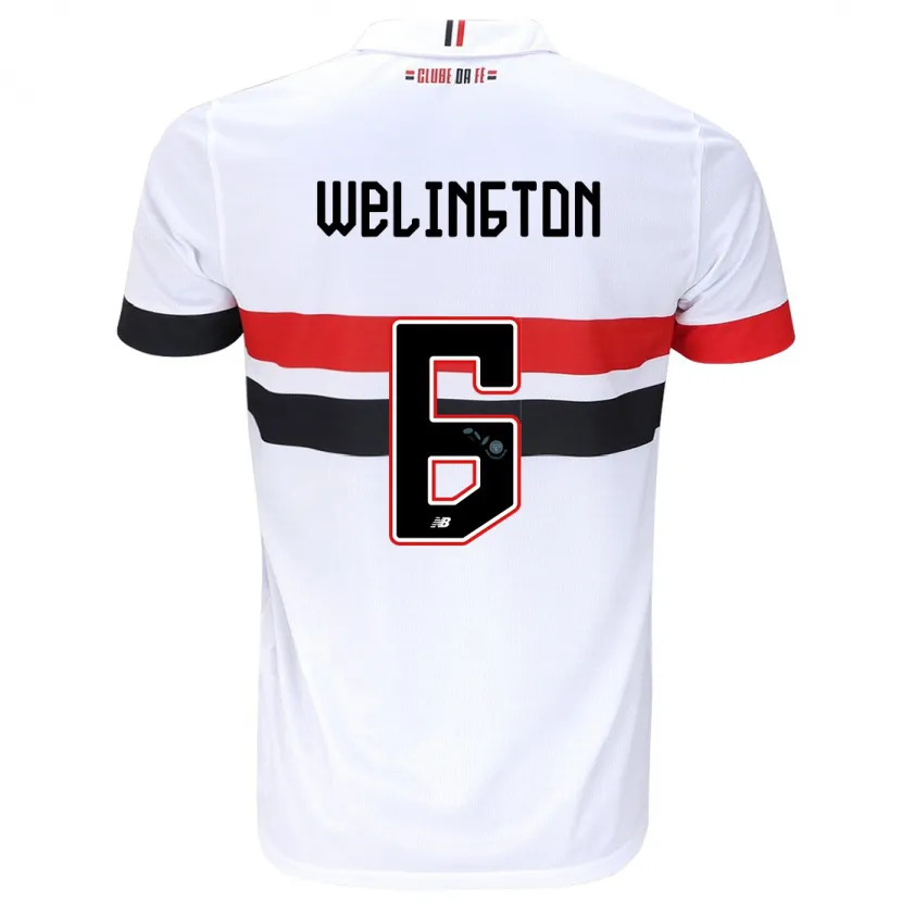 Danxen Enfant Maillot Welington #6 Blanc Rouge Noir Tenues Domicile 2024/25 T-Shirt