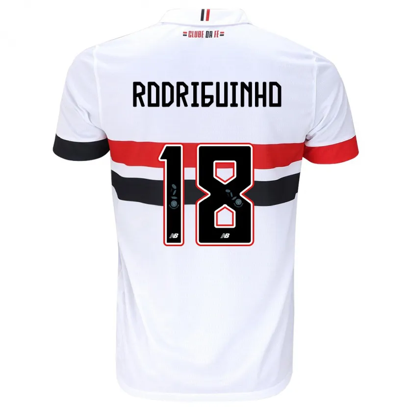 Danxen Enfant Maillot Rodriguinho #18 Blanc Rouge Noir Tenues Domicile 2024/25 T-Shirt