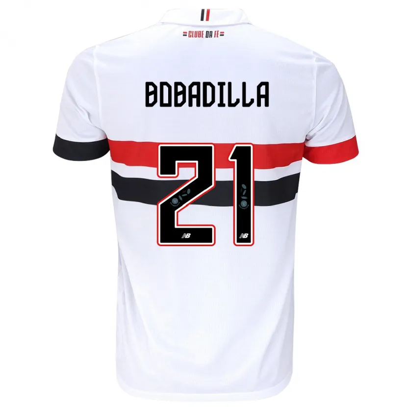 Danxen Enfant Maillot Damián Bobadilla #21 Blanc Rouge Noir Tenues Domicile 2024/25 T-Shirt