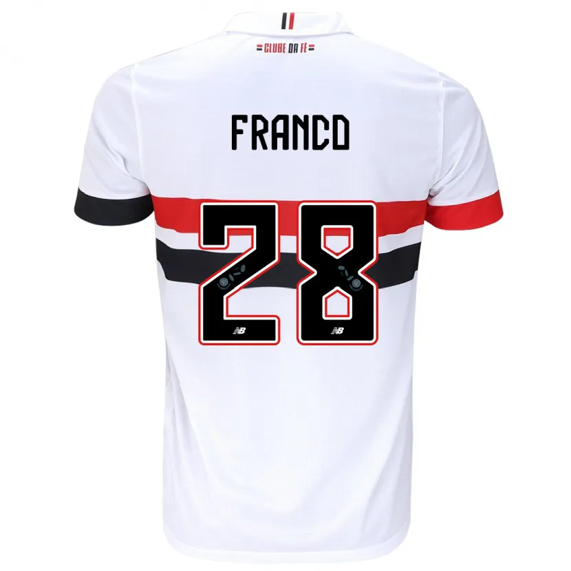 Danxen Enfant Maillot Alan Franco #28 Blanc Rouge Noir Tenues Domicile 2024/25 T-Shirt