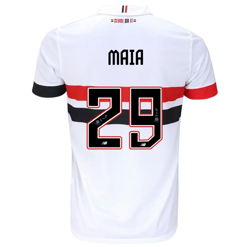 Danxen Enfant Maillot Pablo Maia #29 Blanc Rouge Noir Tenues Domicile 2024/25 T-Shirt