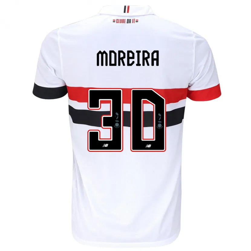 Danxen Enfant Maillot João Moreira #30 Blanc Rouge Noir Tenues Domicile 2024/25 T-Shirt