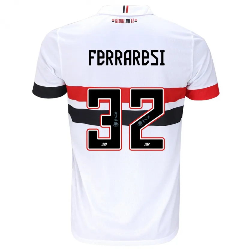 Danxen Enfant Maillot Nahuel Ferraresi #32 Blanc Rouge Noir Tenues Domicile 2024/25 T-Shirt