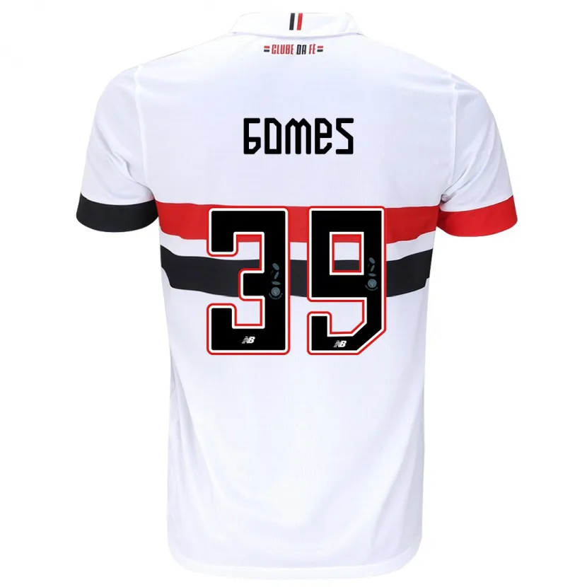 Danxen Enfant Maillot William Gomes #39 Blanc Rouge Noir Tenues Domicile 2024/25 T-Shirt