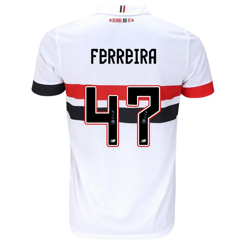 Danxen Enfant Maillot Ferreirinha #47 Blanc Rouge Noir Tenues Domicile 2024/25 T-Shirt