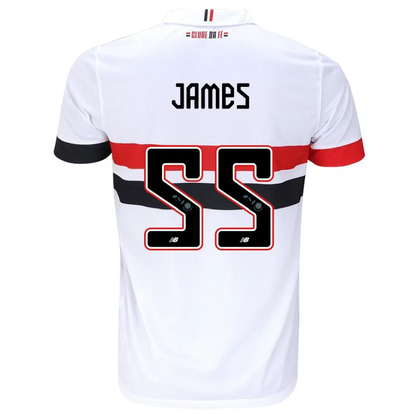 Danxen Enfant Maillot James Rodríguez #55 Blanc Rouge Noir Tenues Domicile 2024/25 T-Shirt