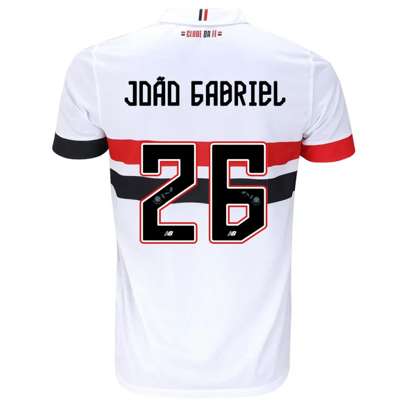 Danxen Enfant Maillot João Gabriel #26 Blanc Rouge Noir Tenues Domicile 2024/25 T-Shirt