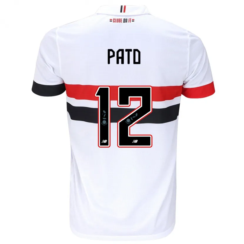 Danxen Enfant Maillot Alexandre Pato #12 Blanc Rouge Noir Tenues Domicile 2024/25 T-Shirt