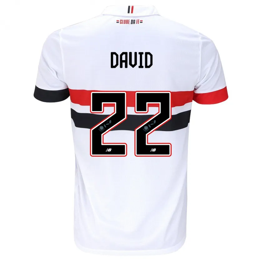 Danxen Enfant Maillot David #22 Blanc Rouge Noir Tenues Domicile 2024/25 T-Shirt