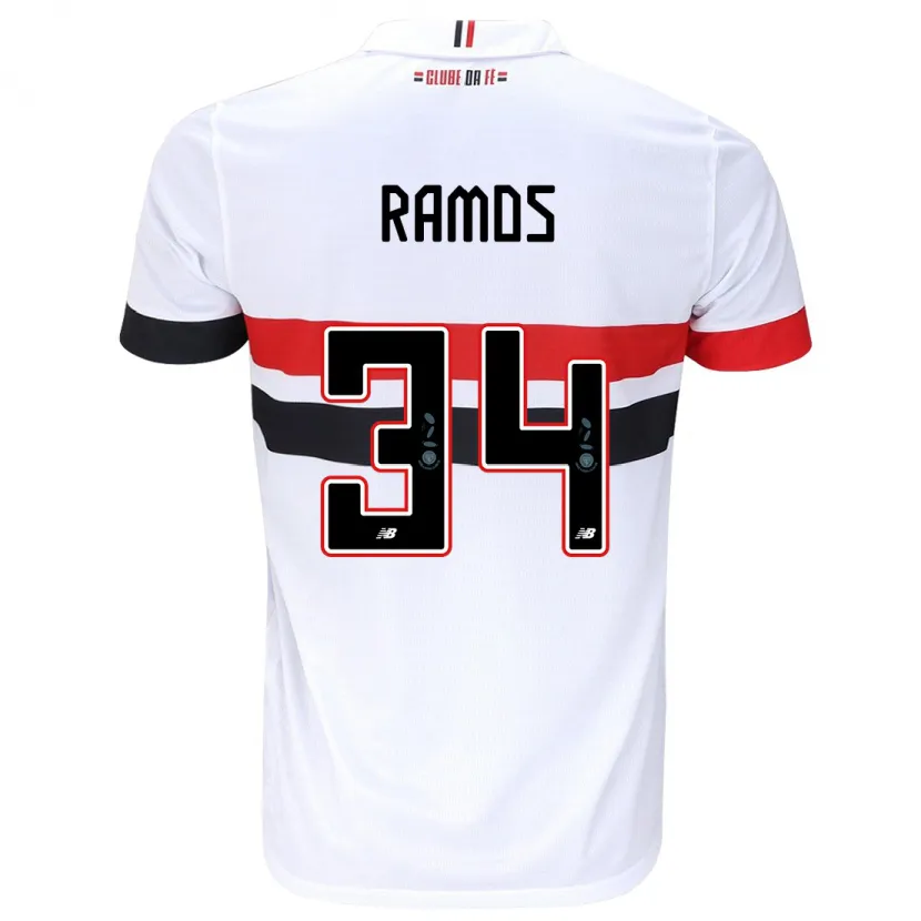 Danxen Enfant Maillot Raí Ramos #34 Blanc Rouge Noir Tenues Domicile 2024/25 T-Shirt