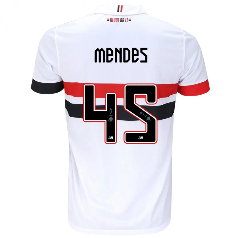 Danxen Enfant Maillot Nathan Mendes #45 Blanc Rouge Noir Tenues Domicile 2024/25 T-Shirt