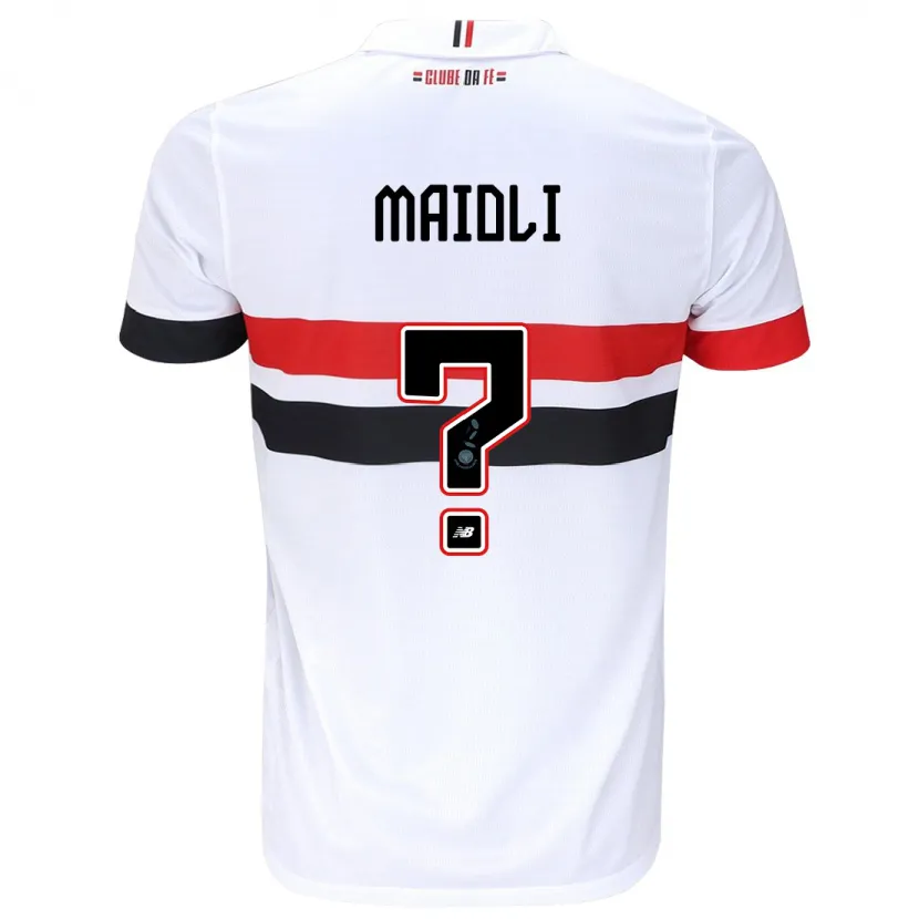 Danxen Enfant Maillot Gabriel Maioli #0 Blanc Rouge Noir Tenues Domicile 2024/25 T-Shirt