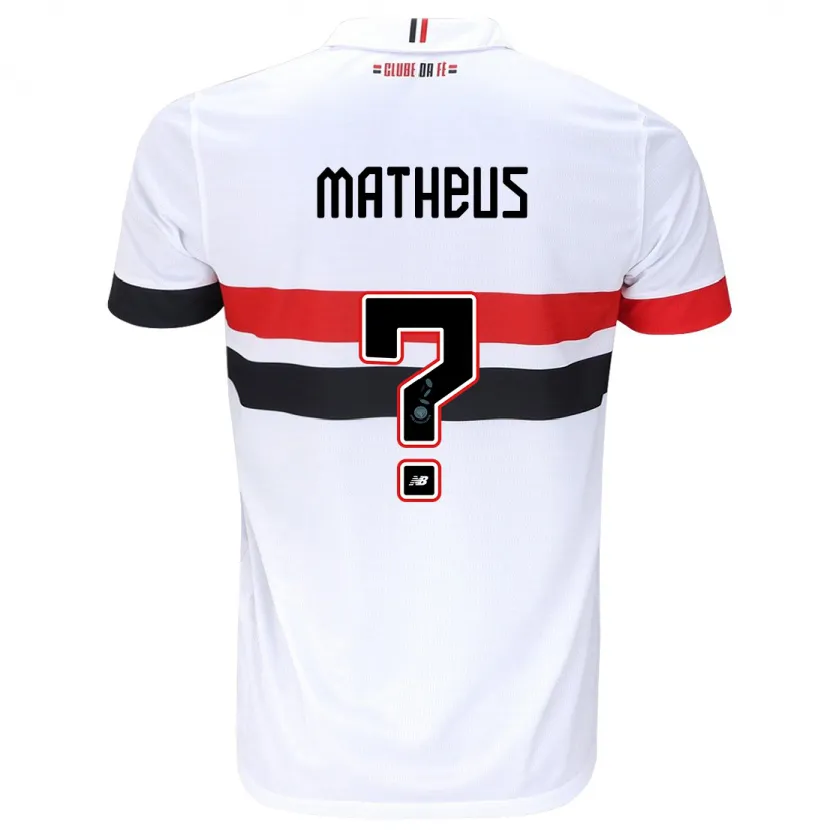 Danxen Enfant Maillot Guilherme Matheus #0 Blanc Rouge Noir Tenues Domicile 2024/25 T-Shirt