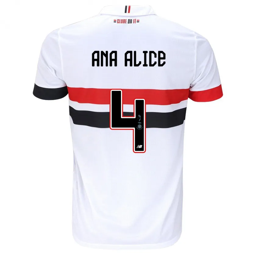 Danxen Enfant Maillot Ana Alice Luciano Da Silva #4 Blanc Rouge Noir Tenues Domicile 2024/25 T-Shirt