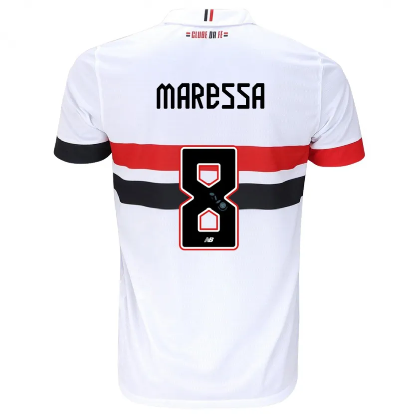 Danxen Enfant Maillot Maressa #8 Blanc Rouge Noir Tenues Domicile 2024/25 T-Shirt