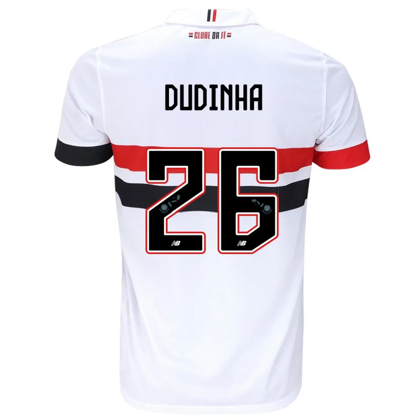 Danxen Enfant Maillot Dudinha #26 Blanc Rouge Noir Tenues Domicile 2024/25 T-Shirt