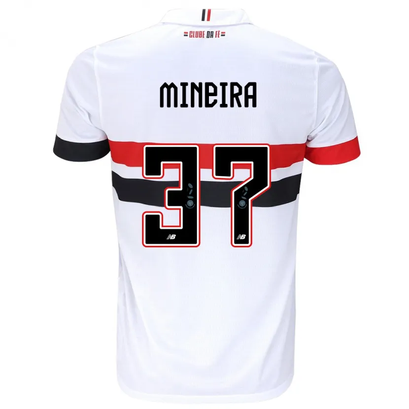 Danxen Enfant Maillot Rafa Mineira #37 Blanc Rouge Noir Tenues Domicile 2024/25 T-Shirt