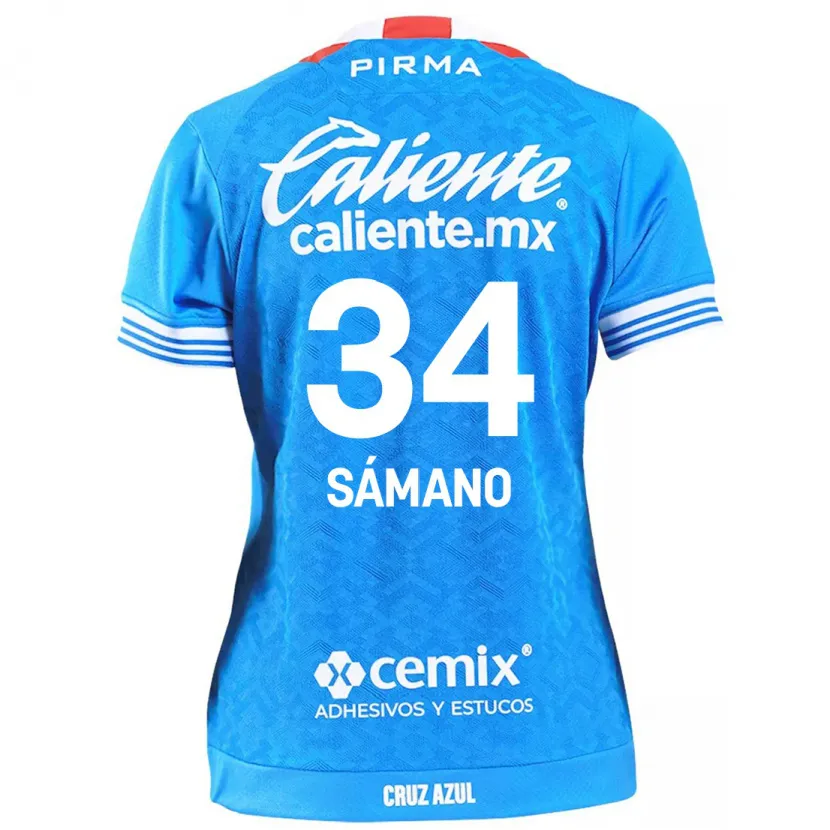 Danxen Enfant Maillot Leonardo Sámano #34 Bleu Ciel Tenues Domicile 2024/25 T-Shirt