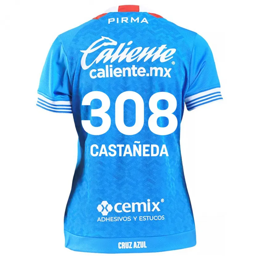 Danxen Enfant Maillot Emiliano Castañeda #308 Bleu Ciel Tenues Domicile 2024/25 T-Shirt