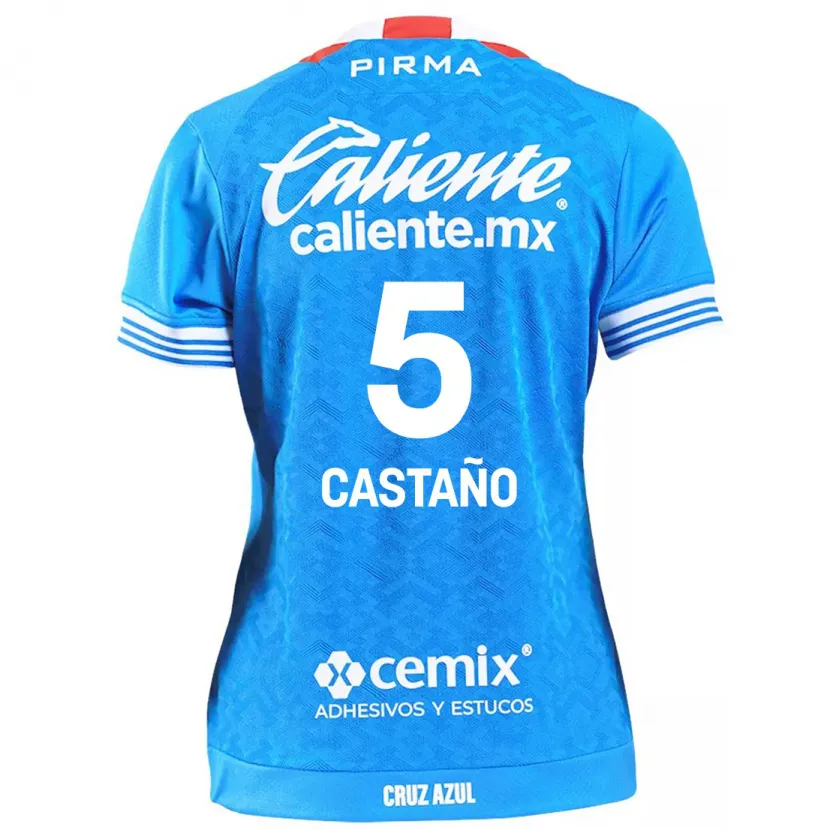 Danxen Enfant Maillot Kevin Castaño #5 Bleu Ciel Tenues Domicile 2024/25 T-Shirt