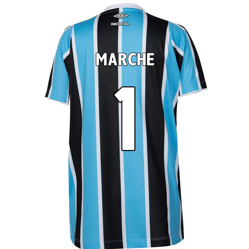 Danxen Enfant Maillot Agustín Marchesín #1 Bleu Noir Blanc Tenues Domicile 2024/25 T-Shirt