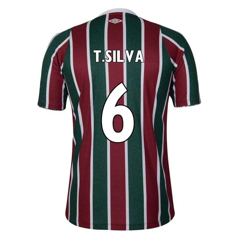 Danxen Enfant Maillot Thiago Silva #6 Vert Marron Blanc Tenues Domicile 2024/25 T-Shirt