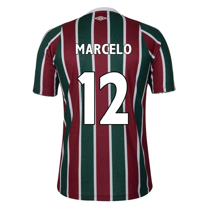 Danxen Enfant Maillot Marcelo #12 Vert Marron Blanc Tenues Domicile 2024/25 T-Shirt